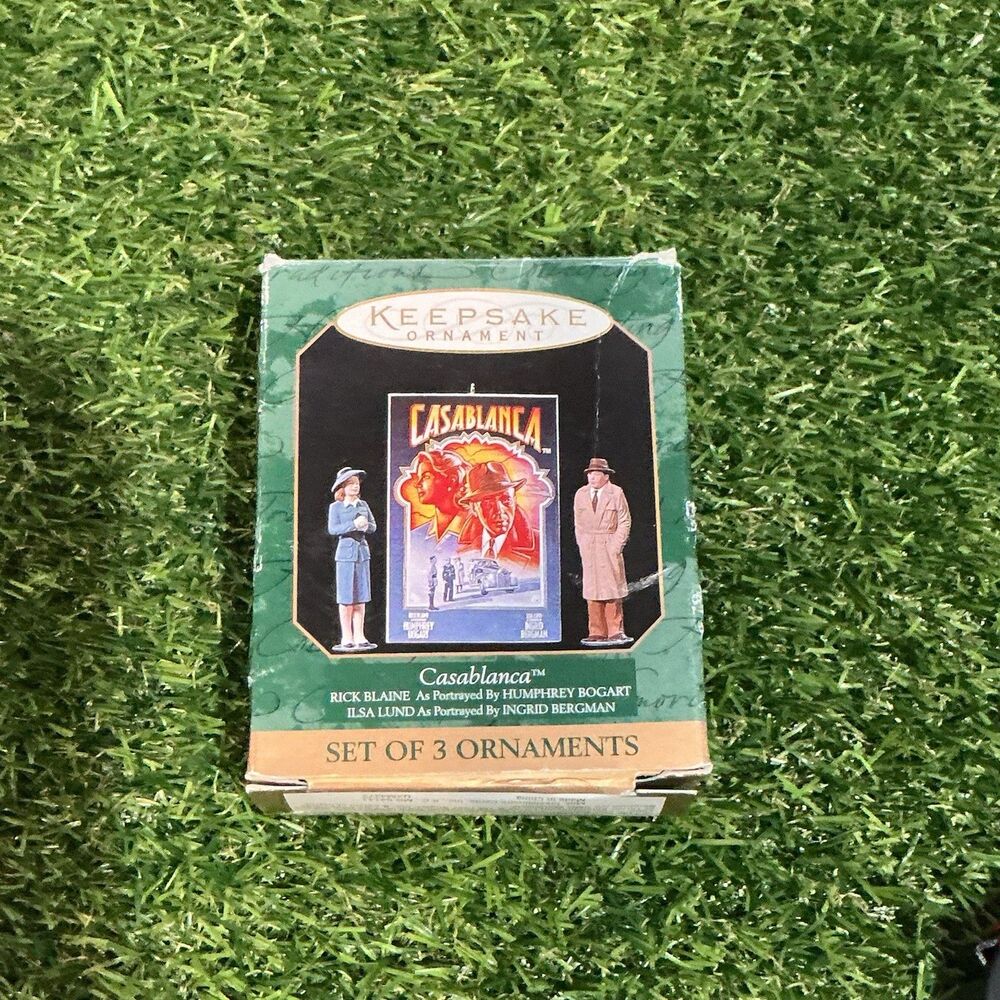 1997 Hallmark Keepsake Casablanca Set of 3 Ornaments Bogart Bergman Movie